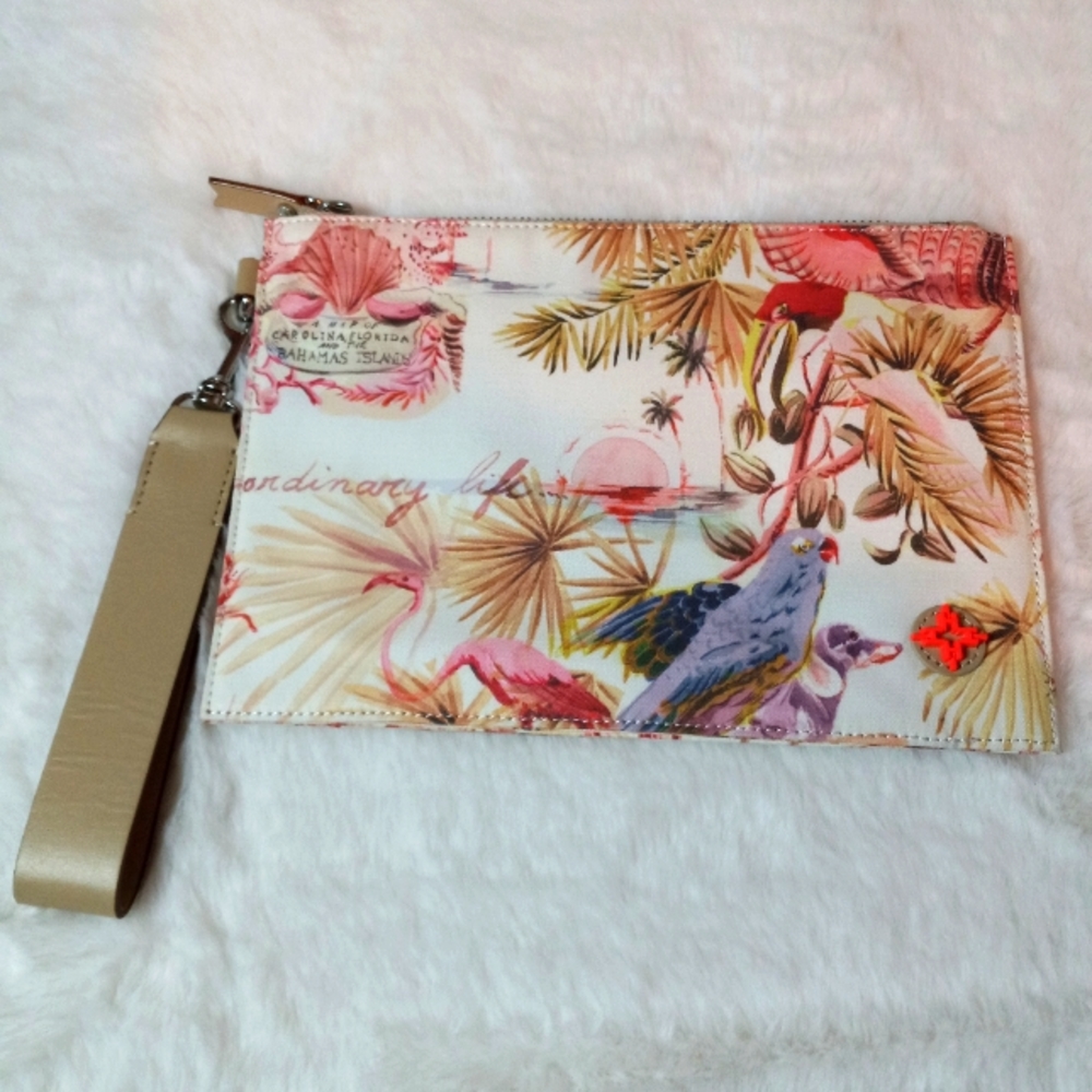 India Hicks Bohemian Tropical Long Awaited Siesta Large Leather Wristlet